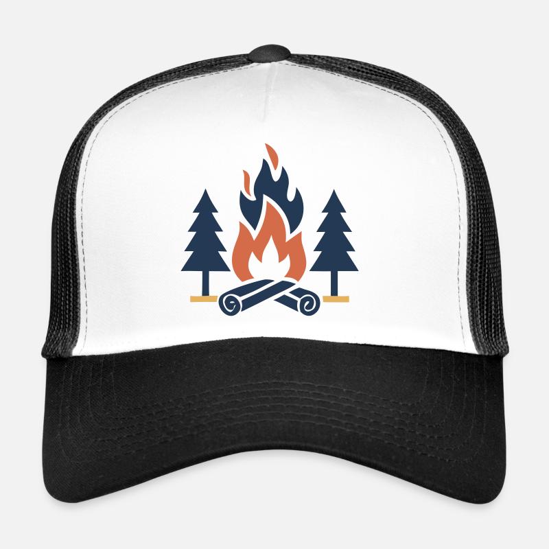 Forêt de sapins de feu de camp Casquette trucker 