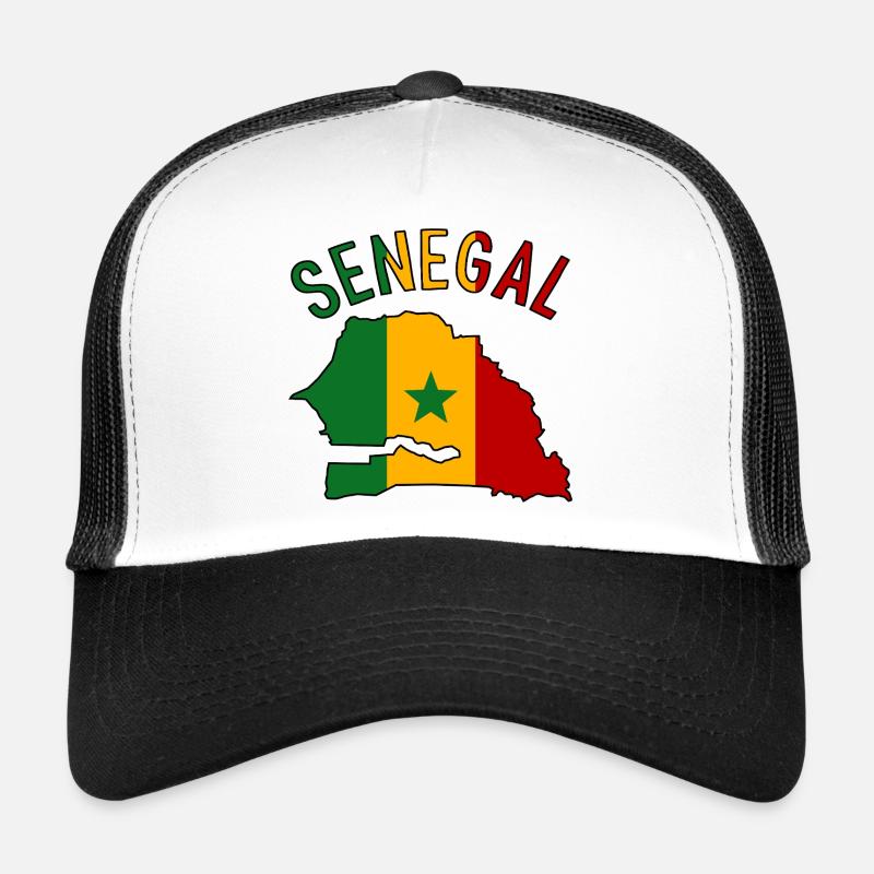 Silhouette de la carte du drapeau du Sénégal Casquette trucker 