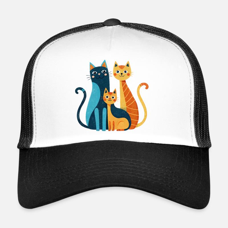 Bright Cat Trio: Modern Whimsy Trucker Cap