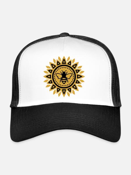 Mandala Bee Boho Yoga Beekeeping Bees - Trucker Cap - white/black - Front