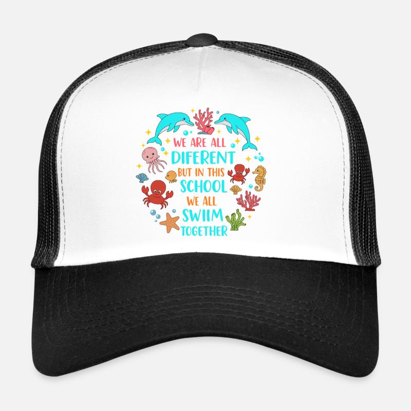Dans cette école, nous nageons ensemble Schule Spruch Casquette trucker 