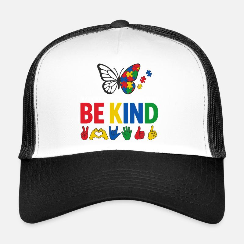 Sensibilisation Autisme Be Kind | Papillon Coloré Casquette trucker 