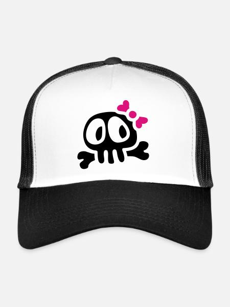 lady skull - Trucker Cap - white/black - Front
