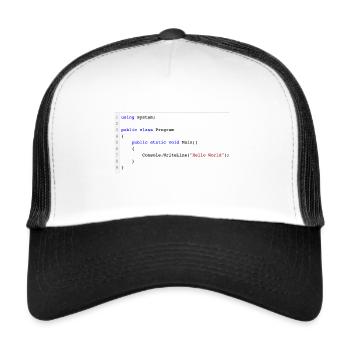 C # .NET Code Hello World Programmer Gift - Trucker Cap - white/black - Front