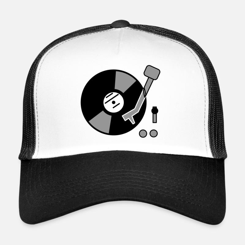 DJ Turntable Gift Idea Vinyl Record Music - Trucker Cap - white/black