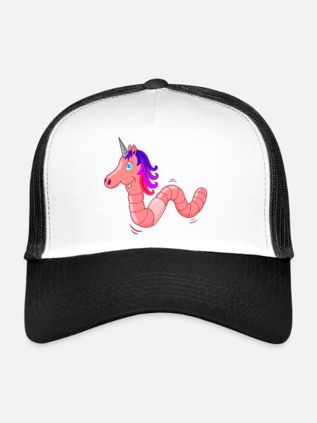 Uniworm, ver de terre + licorne, licorne la plus cool - Casquette trucker  - blanc/noir - Devant