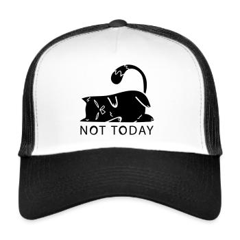 Katze Not Today Nein Cat Mom faul NO Mittelfinger - Trucker Cap - Weiß/Schwarz - Vorne