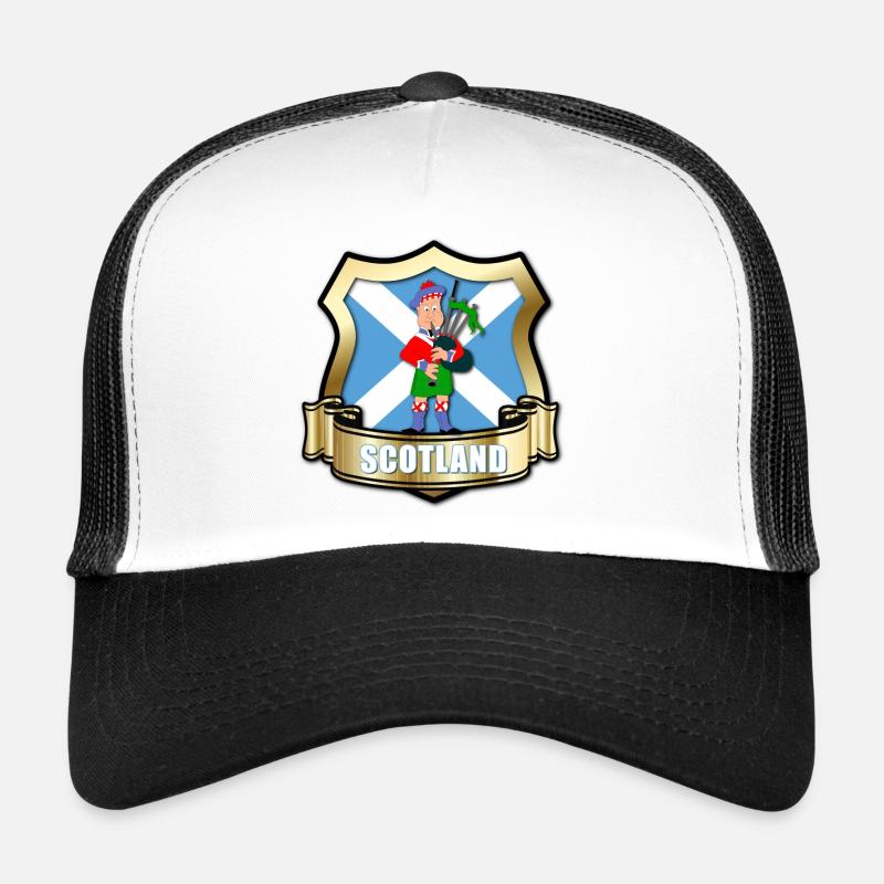 Schottland Flagge mit Goldschild & Piper Trucker Cap