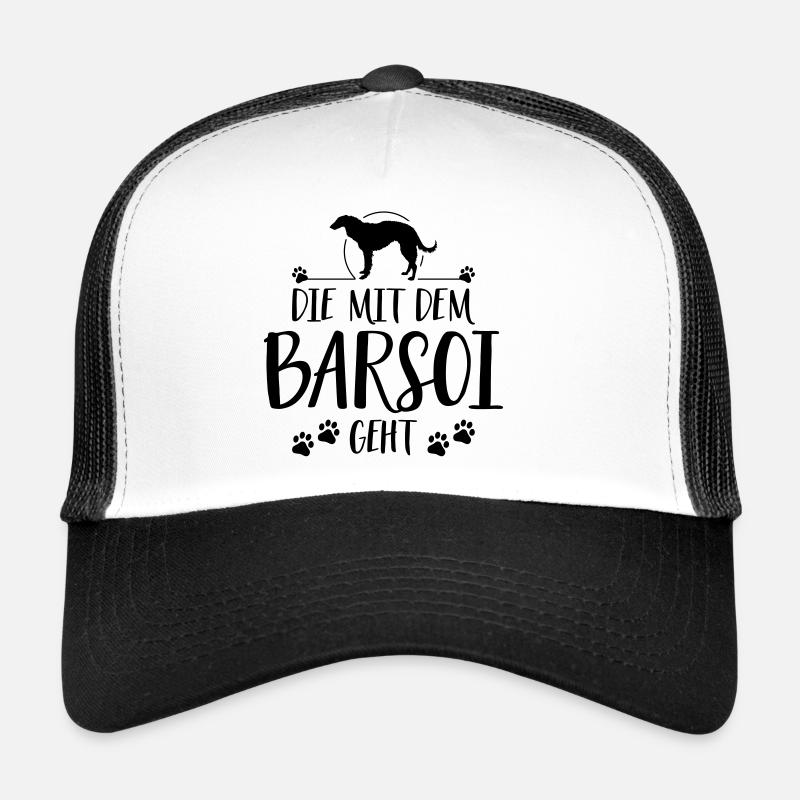 DIE MIT BARSOI GEHT Hunde Hundespruch Wilsigns - Trucker Cap - Weiß/Schwarz