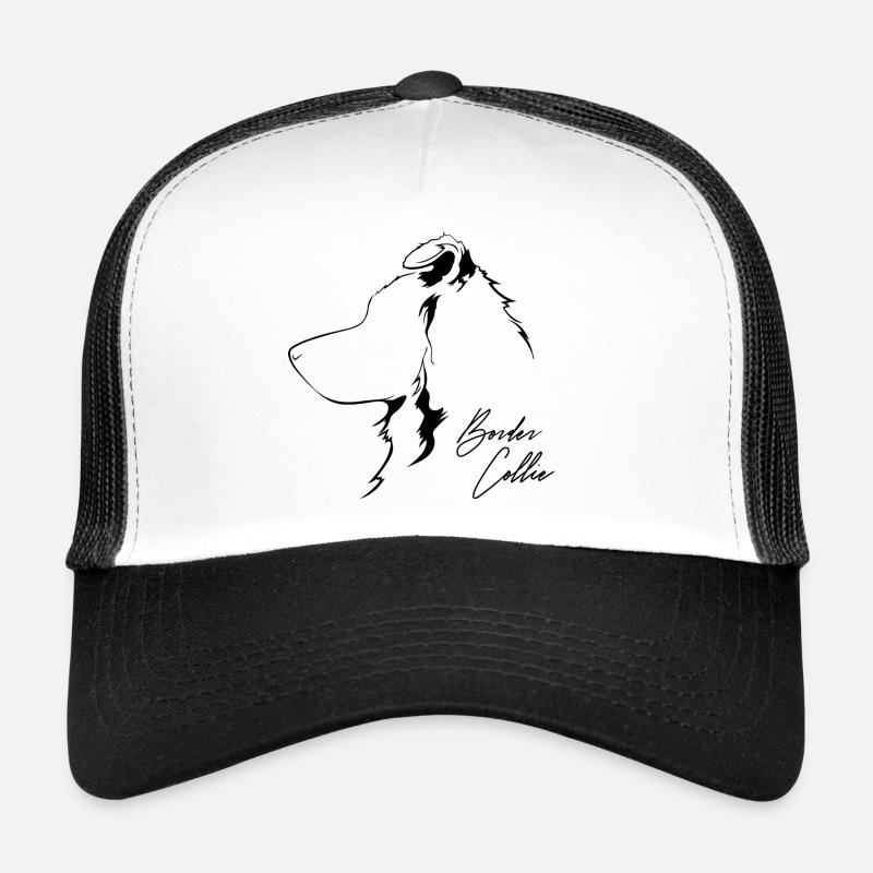 BORDER COLLIE Profil Hunde Hund Wilsigns - Trucker Cap - Weiß/Schwarz