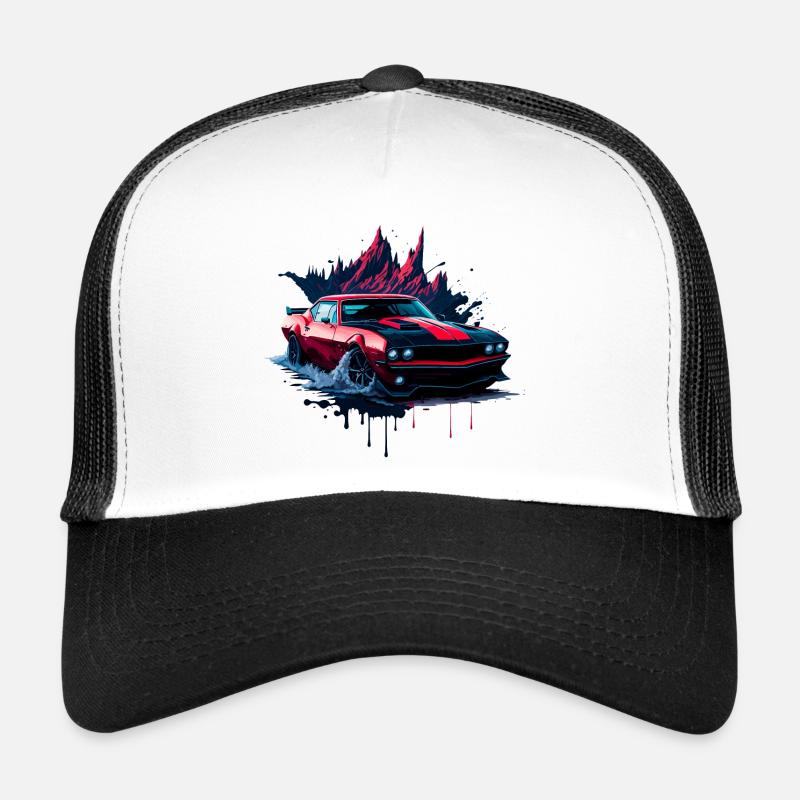 Klassischer Sportwagen - Trucker Cap - Weiß/Schwarz