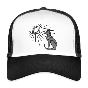 Ägyptisches Katzen Design - Trucker Cap - Weiß/Schwarz - Vorne