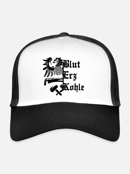 Minerai de sang Charbon - Casquette trucker  - blanc/noir - Devant
