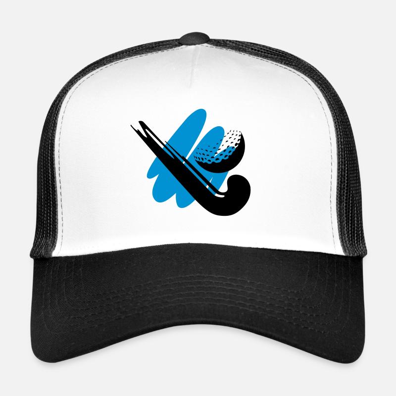 Hockeyschläger mit Ball - Trucker Cap - Weiß/Schwarz