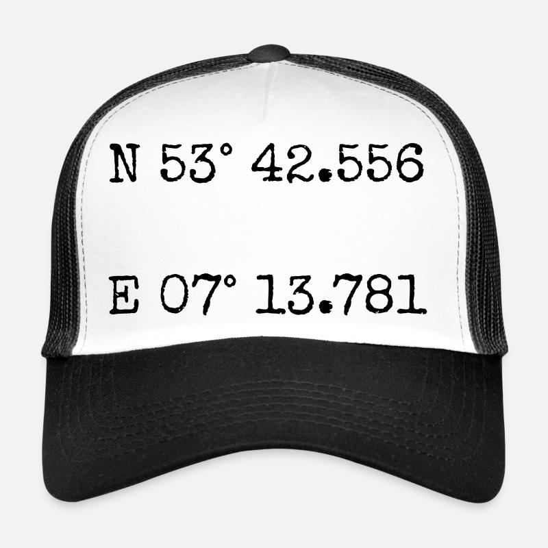 Norderney Koordinaten - Trucker Cap - Weiß/Schwarz