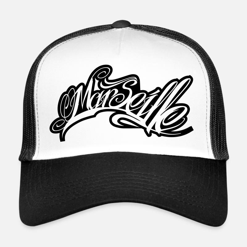 Marseille - Casquette trucker  - blanc/noir