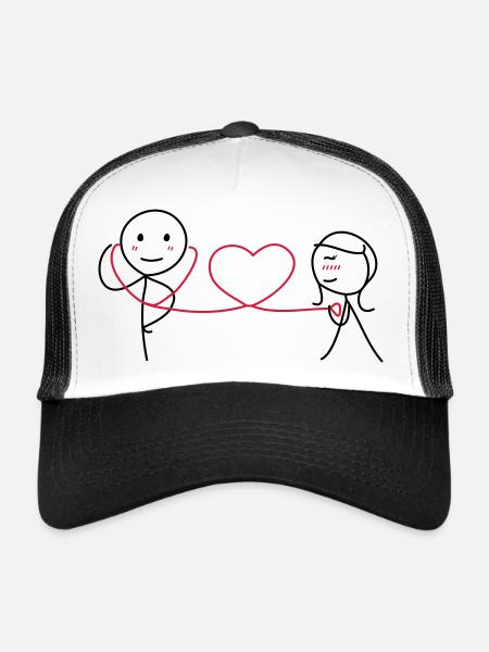 Ensemble pour toujours (AMOUR) - Casquette trucker  - blanc/noir - Devant