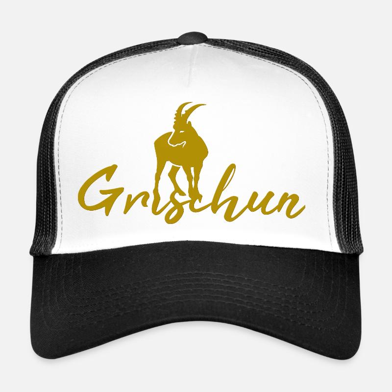 Graubünden Schweiz Steinbock Alpen - Trucker Cap - Weiß/Schwarz