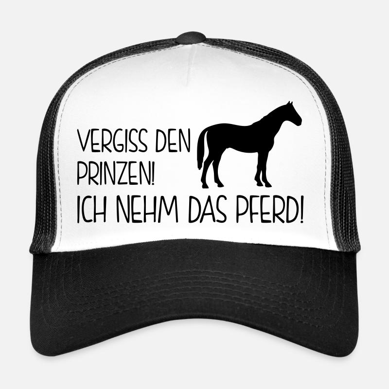 Pferdesprüche - vergiss den prinzen - Trucker Cap - Weiß/Schwarz