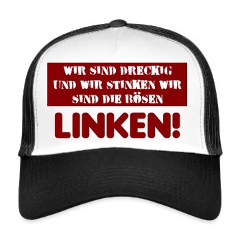 dreckig links - Trucker Cap - Weiß/Schwarz - Vorne