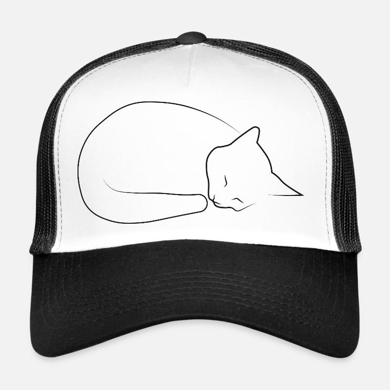 Schlafender Kater - Trucker Cap - Weiß/Schwarz