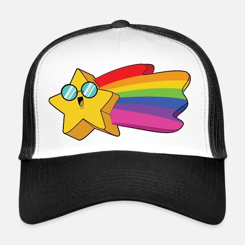 Stern Regenbogen - Trucker Cap - Weiß/Schwarz