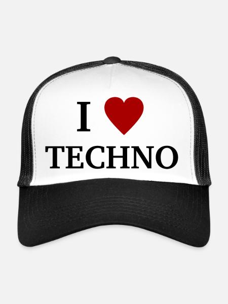 I Love Techno - I love techno music - Trucker Cap - white/black - Front