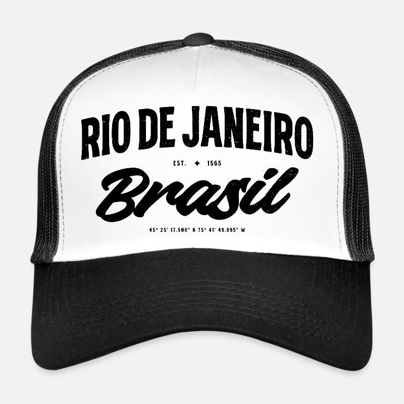 Rio de Janeiro, Brésil Script Banner - Casquette trucker  - blanc/noir