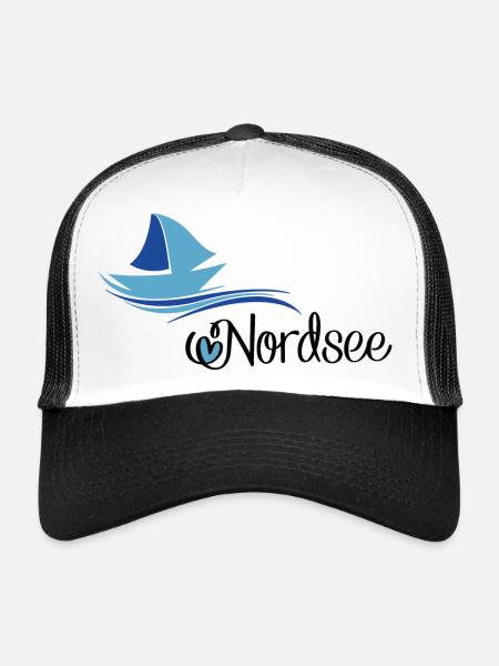 North Sea design with sailboat - Trucker Cap - white/black - Front