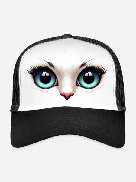 Cat's Eyes Light - Trucker Cap - white/black - Front