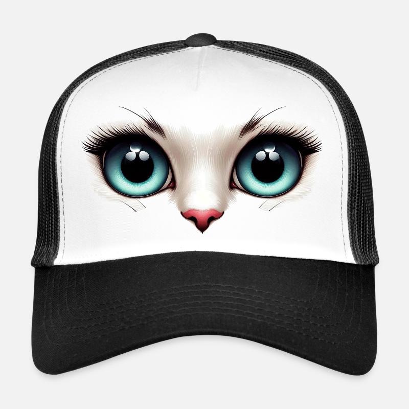 Yeux de chat Lumière - Casquette trucker  - blanc/noir