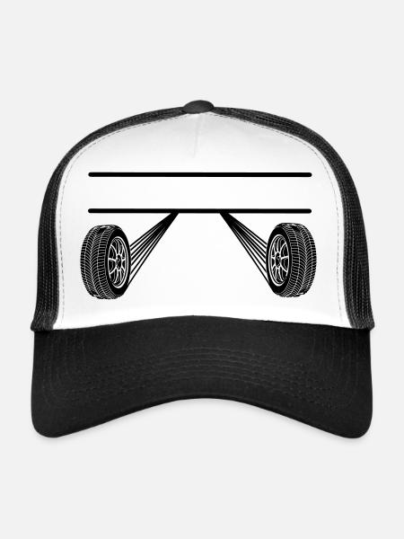 Bannière de nom de course automobile 4 - Casquette trucker  - blanc/noir - Devant