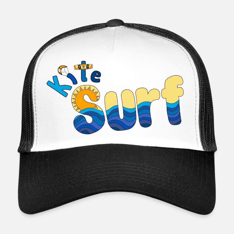 Lettrage kitesurf - Casquette trucker - blanc/noir