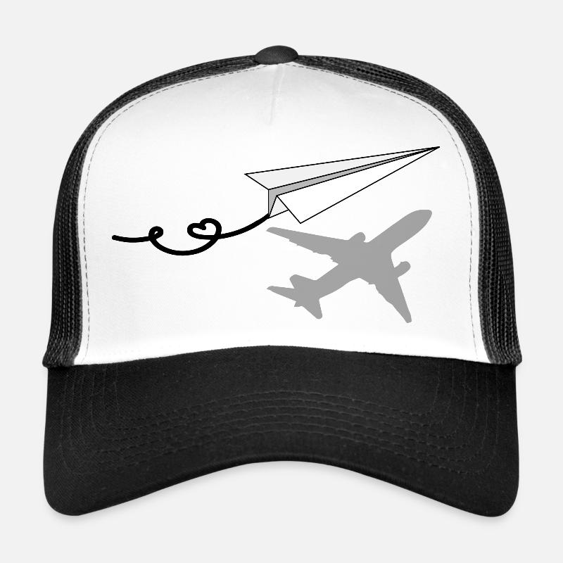 Paper airplane with airplane shadow Trucker Cap