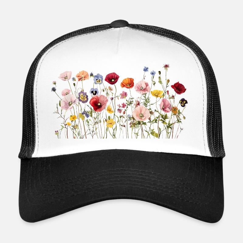 Prairie de fleurs sauvages – Fleurs d’aquarelle naturelles Casquette trucker 