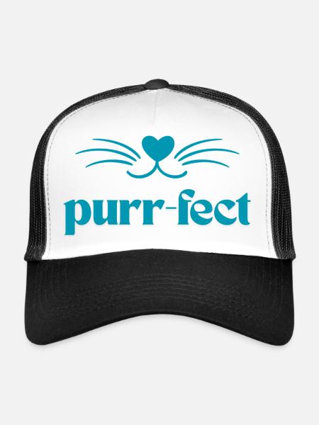 Purr-Fect / Cats T Shirt with Cute Purrs - Trucker Cap - white/black - Front