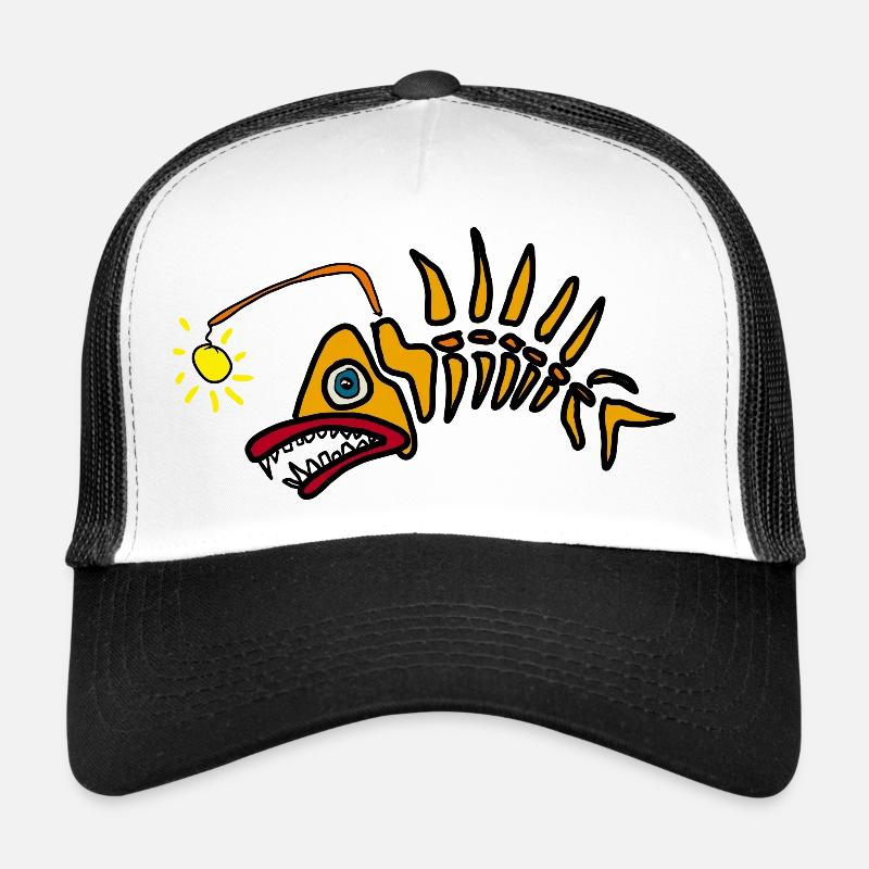 Skelettfisch mit Sonnenakzent Trucker Cap