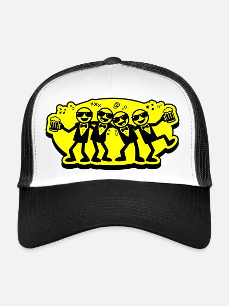 Bière du groupe d’amis du marié - Casquette trucker  - blanc/noir - Devant