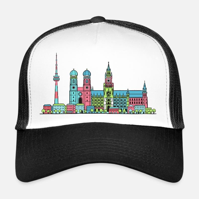 Münchner Stadtskyline Marienplatz Moderne Linienkunst Trucker Cap