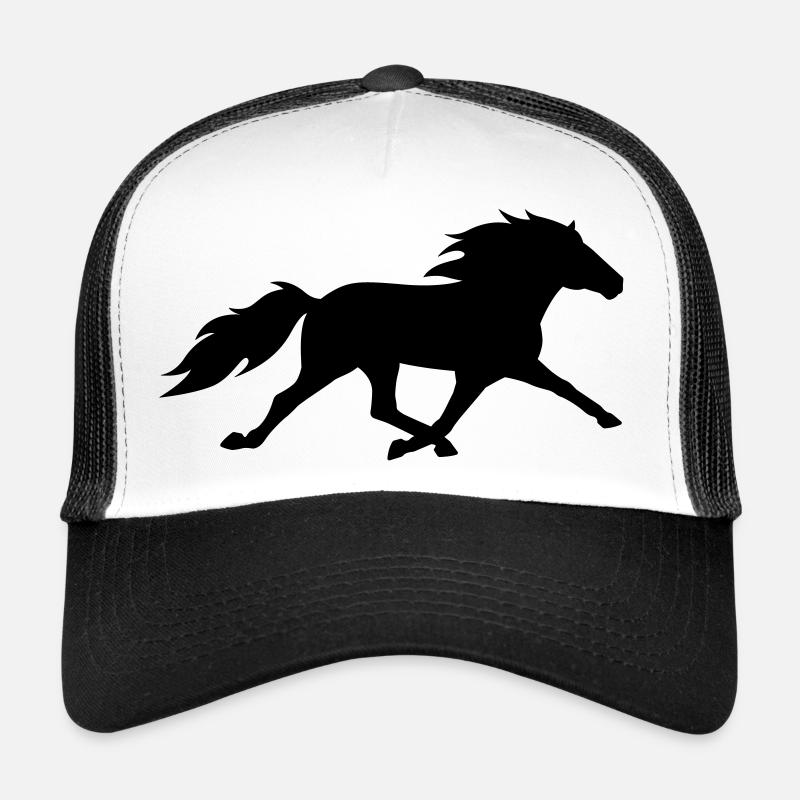 Islandpferd im Rennpass - Trucker Cap - Weiß/Schwarz