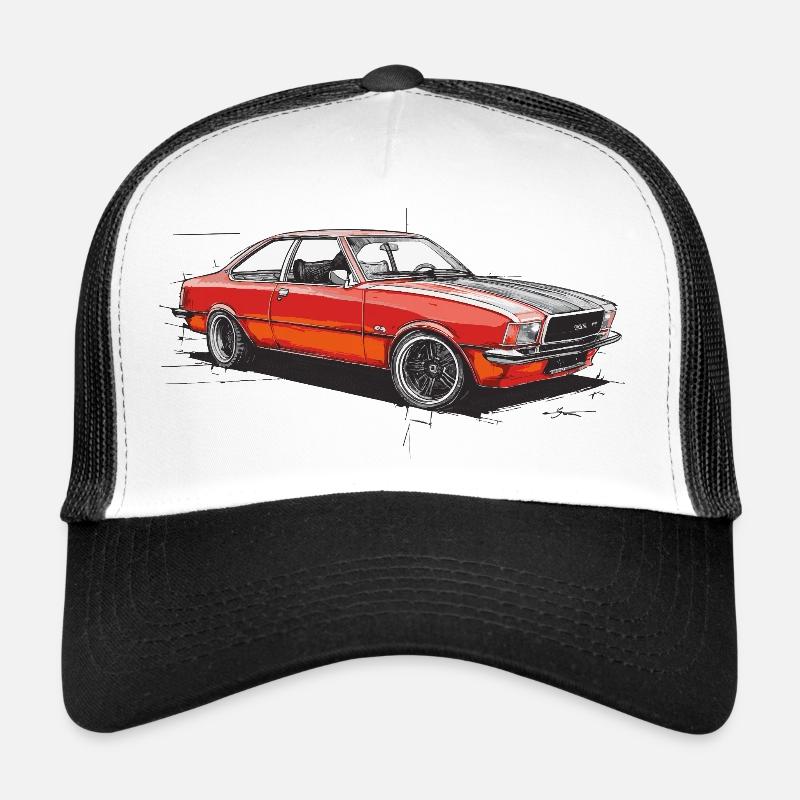 Roter Oldtimer-Coupéwagen Trucker Cap