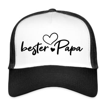 bester Papa mit Herzen - Trucker Cap - Weiß/Schwarz - Vorne