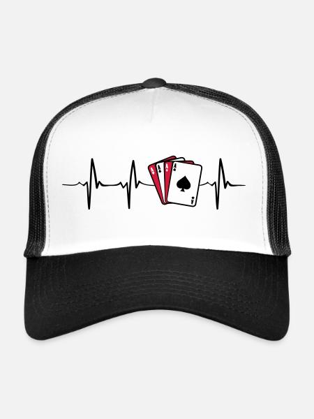 poker Heartbeat - Casquette trucker  - blanc/noir - Devant