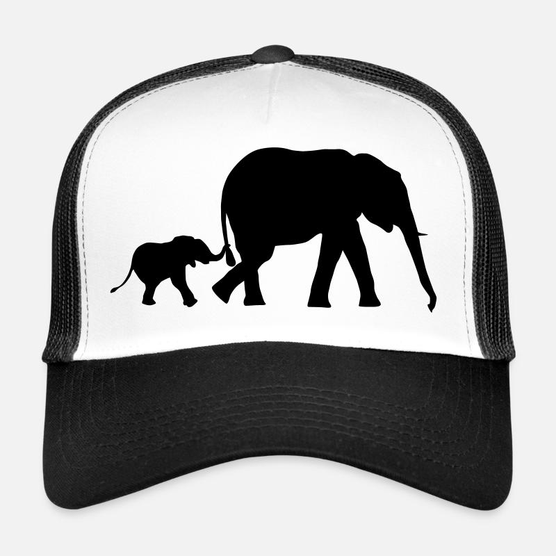 Elefant und Elefantenbaby - Trucker Cap - Weiß/Schwarz