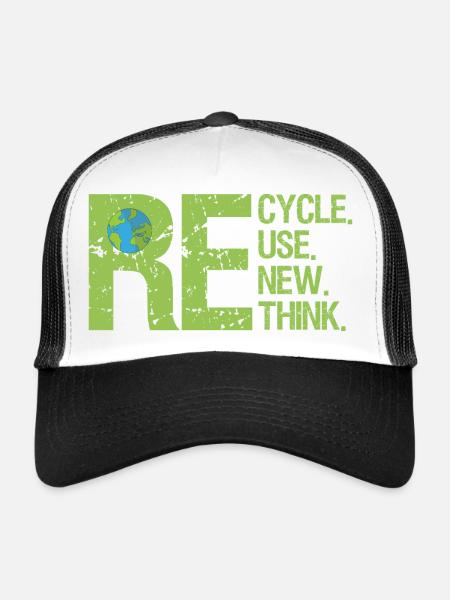 Recycle Reuse Renew Rethink Earth Day - Trucker Cap - white/black - Front