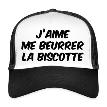 j'aime me beurrer la Biscotte - Casquette trucker  - blanc/noir - Devant