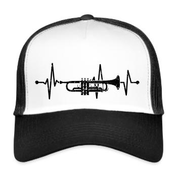 Trompete Herzschlag Musiker Trompeter Blasmusik - Trucker Cap - Weiß/Schwarz - Vorne