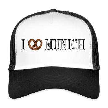 J’AIME MUNICH Bretzel - Casquette trucker  - blanc/noir - Devant