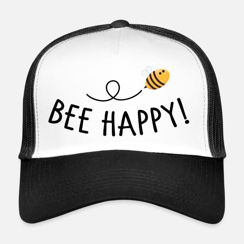 Bee happy - Trucker Cap - Weiß/Schwarz