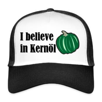 i believe in Kernöl - Trucker Cap - Weiß/Schwarz - Vorne